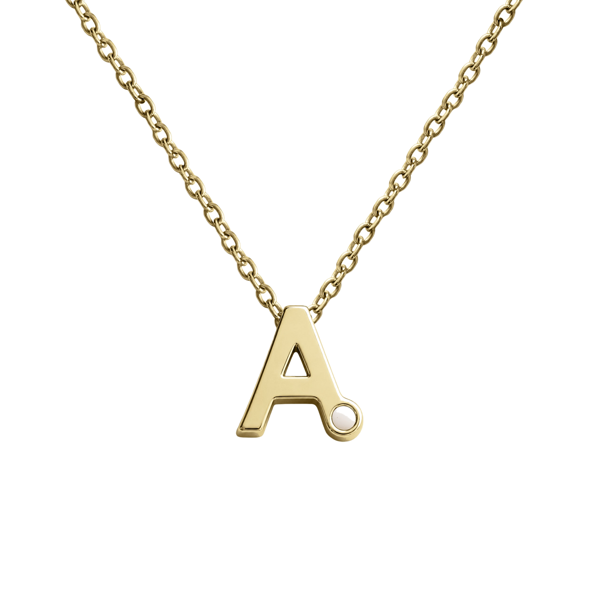 Alix Muttermilch Initialen-Kette aus massivem Gelbgold mit dem Buchstaben A
